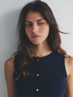 The Set lot de 2 gilets en maille Or à boutons