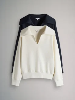 The Set lot de 2 hauts de survêtement à manches longues avec col trophée