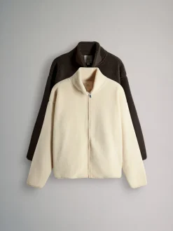 The Set lot de 2 polaires en peau de mouton zippées