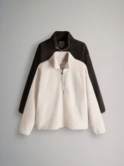 The Set lot de 2 pulls zippés à col cheminée en peau lainée 1/4