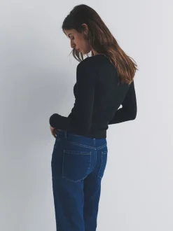 The Set lot de 4 T-shirts à manches longues côtelés Col en V  avec bordure en dentelle