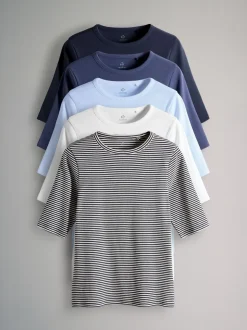 The Set lot de 5 t-shirts côtelés à manches mi-longues