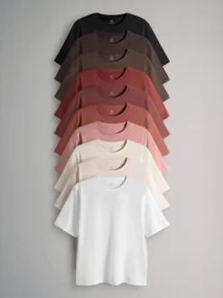 The Set lot de 10 T-shirts décontractés à manches courtes et col rond