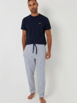 Threadbare Ensemble Pyjama Haut Manches Courtes et Pantalons Rayures