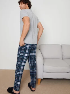 Threadbare Lot de 2 Ensemble Pyjamas T-shirt Manches courtes et Pantalons Carreaux