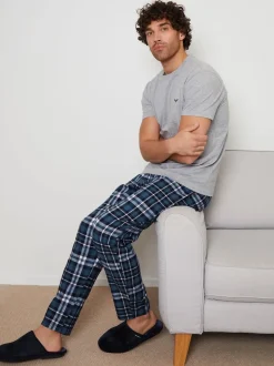 Threadbare Lot de 2 Ensemble Pyjamas T-shirt Manches courtes et Pantalons Carreaux