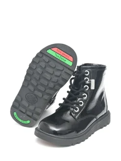 ToeZone Bottes noires à lacets et zip latéral en cuir verni Alice