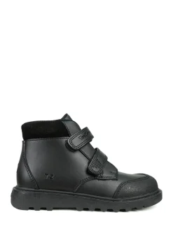 Toezone Levi Garçons Rip Tape Noir Ankle Bottes with Toe Bumper