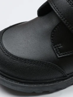 Toezone Levi Garçons Rip Tape Noir Ankle Bottes with Toe Bumper