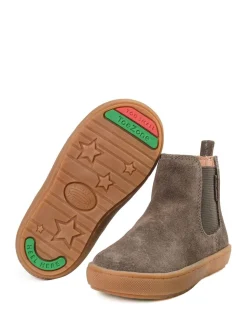 Toezone River Garçons Bottes à soufflet et fermeture éclair en daim et cuir marron