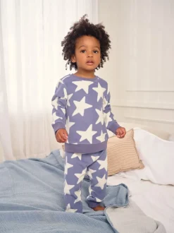 Étoile bleue/blanche - Pyjama simple en polaire confortable (9mois-12ans)