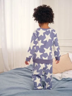 Étoile bleue/blanche - Pyjama simple en polaire confortable (9mois-12ans)