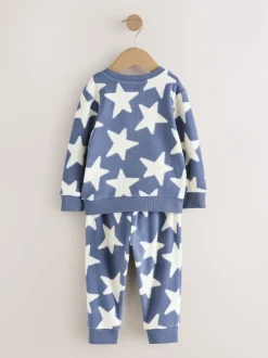 Étoile bleue/blanche - Pyjama simple en polaire confortable (9mois-12ans)