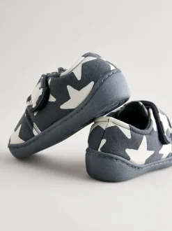 Étoile grise - Chaussons à fermeture scratch et semelles cuvette