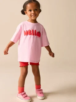 Tomate rose Personnage - Ensemble t-shirt à manches courtes et short cycliste (3mois7ans)