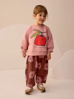 Tomate Rose/Marron - Ensemble Sweat-shirt et jogging Coupe ballon (3mois -7ans)