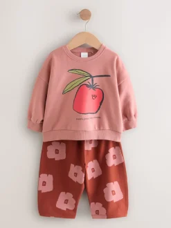 Tomate Rose/Marron - Ensemble Sweat-shirt et jogging Coupe ballon (3mois -7ans)