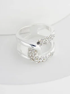 Tonalité argentée - Bague scintillante Interlink