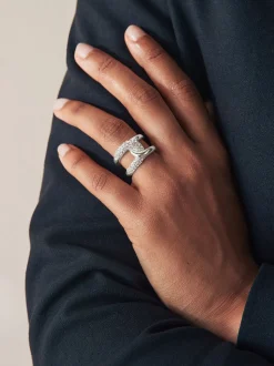 Tonalité argentée - Bague scintillante Interlink