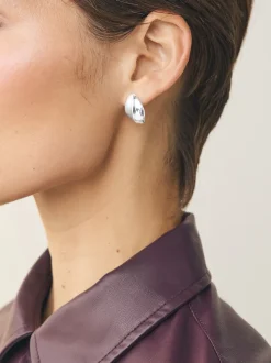 Tonalité argentée - Boucles d'oreilles Bouton