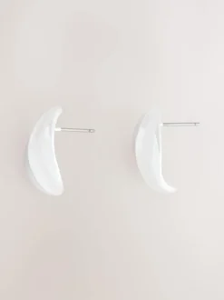 Tonalité argentée - Boucles d'oreilles Bouton