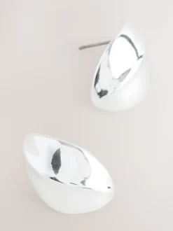 Tonalité argentée - Boucles d'oreilles Bouton