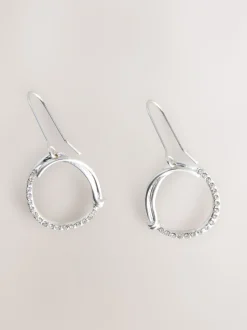 Tonalité argentée - Boucles d’oreilles cercle ouvert avec détail scintillant