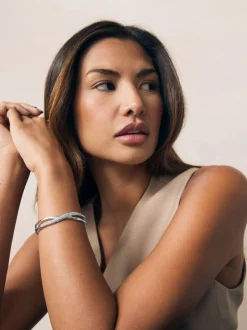 Tonalité argentée - Bracelet manchette Twist Sparkle