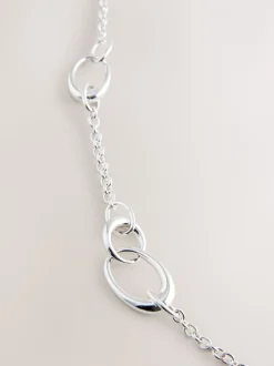 Tonalité argentée - Collier long avec chaîne à maillons