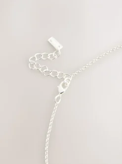 Tonalité argentée - Collier long à pendentif cercle ouvert