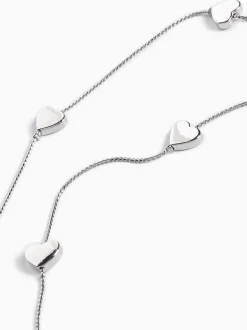 Tonalité argentée - Collier Corde Long Coeur
