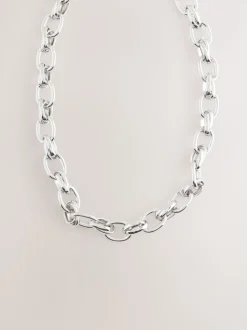 Tonalité argentée - Collier à double maillons et grosse chaîne