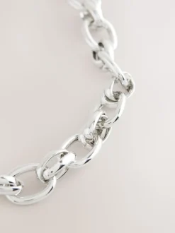 Tonalité argentée - Collier à double maillons et grosse chaîne