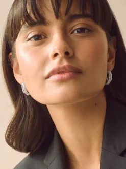 Tonalité argentée - Créoles doubles scintillantes