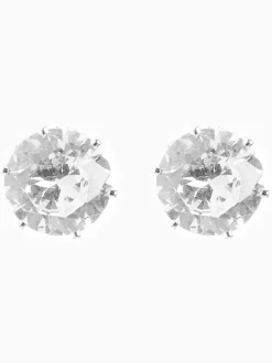 Tonalité argentée - Grands clous d'oreilles en zircon cubique