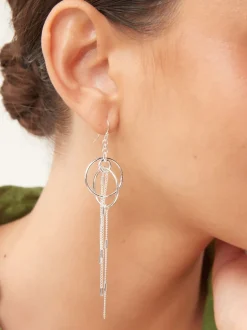 Tonalité argentée - Pendants d'oreilles chaîne et cercle