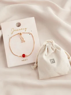 Tonalité d'or - Bracelet Birthstone à nœud coulissant