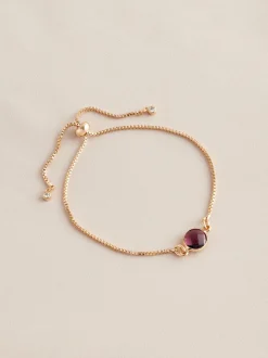 Tonalité d'or - Bracelet Birthstone à nœud coulissant