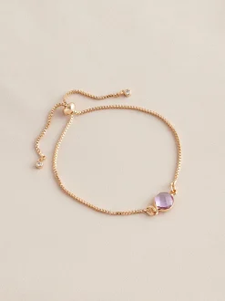 Tonalité d'or - Bracelet Birthstone à nœud coulissant