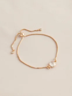 Tonalité d'or - Bracelet Birthstone à nœud coulissant