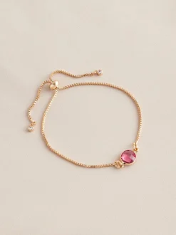 Tonalité d'or - Bracelet Birthstone à nœud coulissant