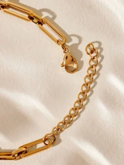 Tonalité d'or - Bracelet en acier inoxydable avec chaîne de trombones