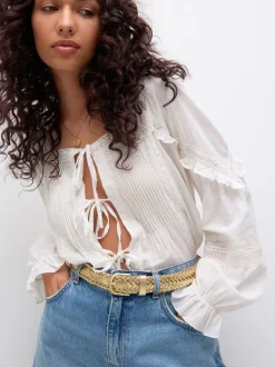 Tonalité d'or - Ceinture en cuir tressé à la main