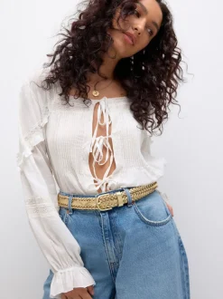 Tonalité d'or - Ceinture en cuir tressé à la main