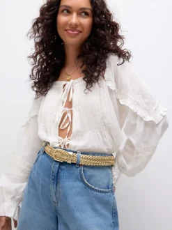 Tonalité d'or - Ceinture en cuir tressé à la main