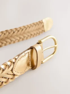 Tonalité d'or - Ceinture en cuir tressé à la main