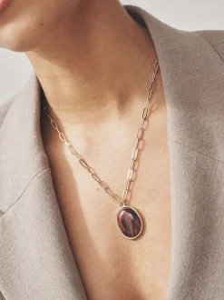 Tonalité d'or - Collier chaîne trombone en résine