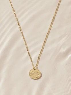 Tonalité d'or - Collier en acier inoxydable avec disque martelé