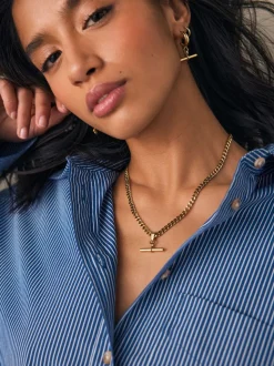 Tonalité d'or - Collier en acier inoxydable avec barre en T