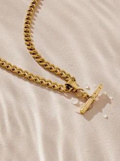 Tonalité d'or - Collier en acier inoxydable avec barre en T